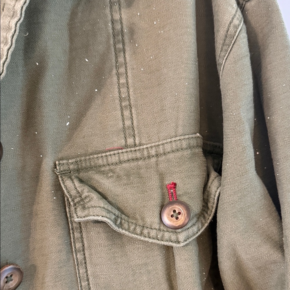 Free People Olive Utility Jacket with Patch Detail size XS - Picture 3 of 9